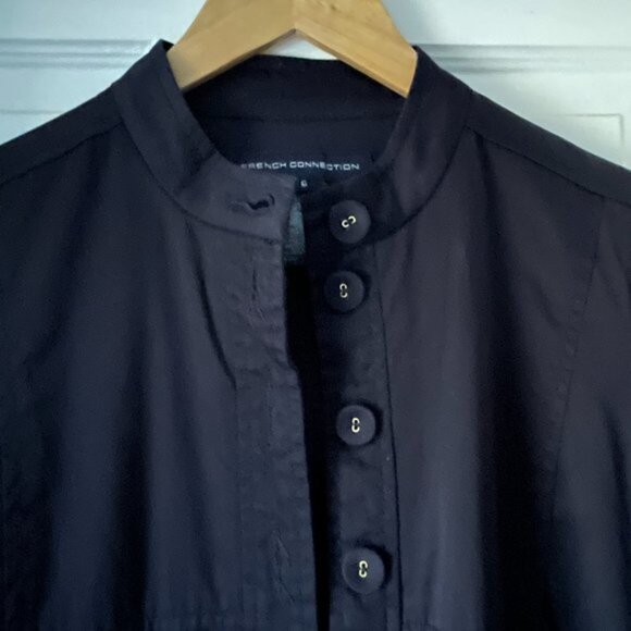 French Connection 3/4 Sleeve Button Up Smock Black Jacket Size 6 - Picture 8 of 14